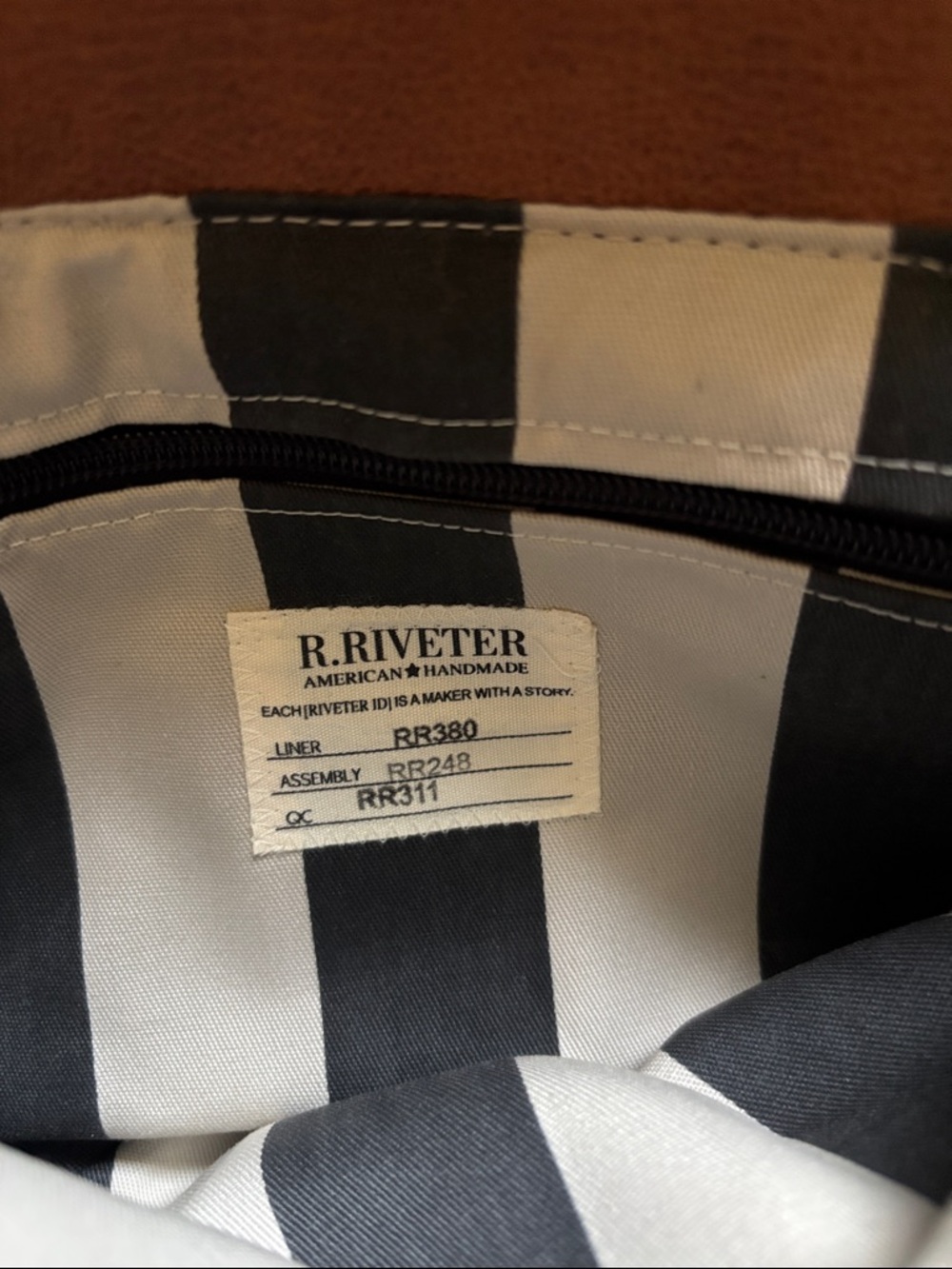 R. Riveter Brown Leather & Green Canvas Crossbody Bag - Picture 5 of 8